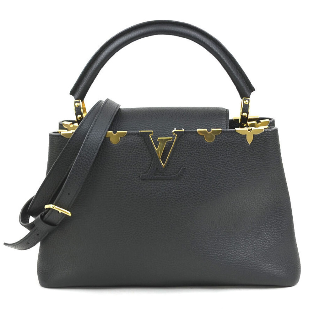 Louis Vuitton Capucines Leather Shoulder Bag Black